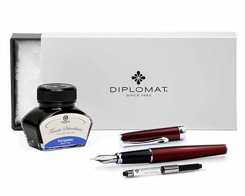 Diplomat Excellence A2 Magma Rot, Füllfederhalter mit Schreibtinte und Konverter, Füller mit Edelstahlfeder Stärke M, Füllhalter-Set Diplomat Excellence A2 Magma Rot, Füllfederhalter mit Schreibtinte und Konverter, Füller mit Edelstahlfeder Stärke M, Füllhalter-Set von Octopus