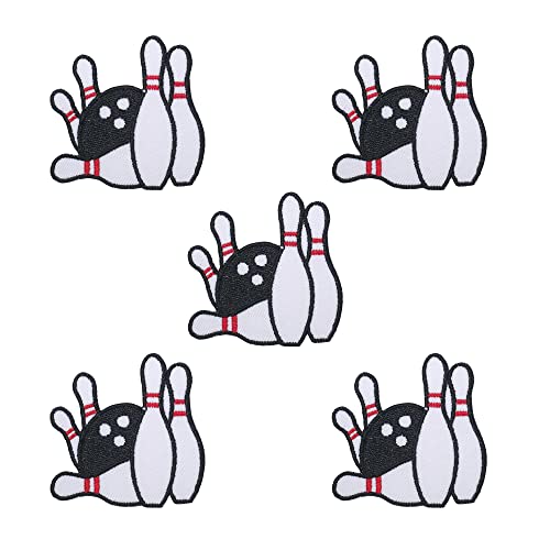 Octory 5 Stück Bowlingball Bügelbilder Bügelpatch zum Aufbügeln für Kleidung, Jeans, Hüte, Taschen von Octory
