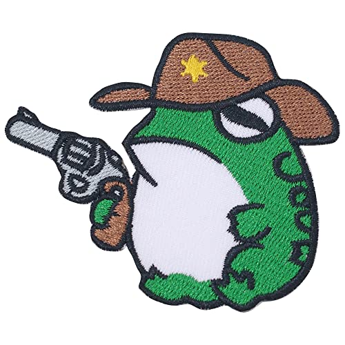 Octory Sheriff Frosch mit Pistole Bügelbilder für Kleidung und Textilien zum Aufbügeln bestickt Aufnäher Applikation für Jeans, Hüte, Taschen Octory Sheriff Frosch mit Pistole Bügelbilder für Kleidung und Textilien zum Aufbügeln bestickt Aufnäher Applikation für Jeans, Hüte, Taschen von Octory