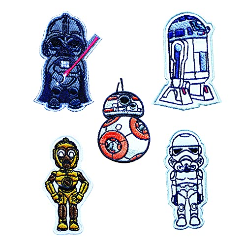 Octory Star Wars Aufnäher (5 Stück) zum Aufbügeln: Sternförmige, bestickte Bügelbilder für Kleidung, Taschen & mehr von Octory
