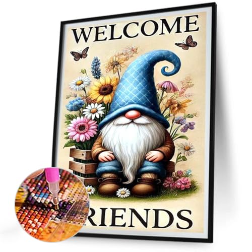 Ocuuer 5D DIY Full Round Drill Diamant Malerei Garten Gnomes Dekor Kunsthandwerk 30x40 cm (SZ6252) von Ocuuer