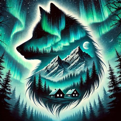 Ocuuer 5D DIY Full Round Drill Malerei Wolf Kit Home Decor Art Craft 40x40 cm (A10159) von Ocuuer