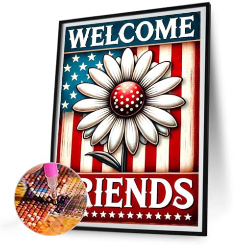 Ocuuer 5D DIY Full Round Drill Union Jack Daisy Dekor 30x40 cm (SZ6259) von Ocuuer