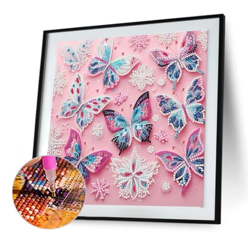 Ocuuer 5D DIY Partial Special geformtes Bohrer Diamant Malerei Kit Schmetterling Dekor 30x30 cm (YY348) von Ocuuer