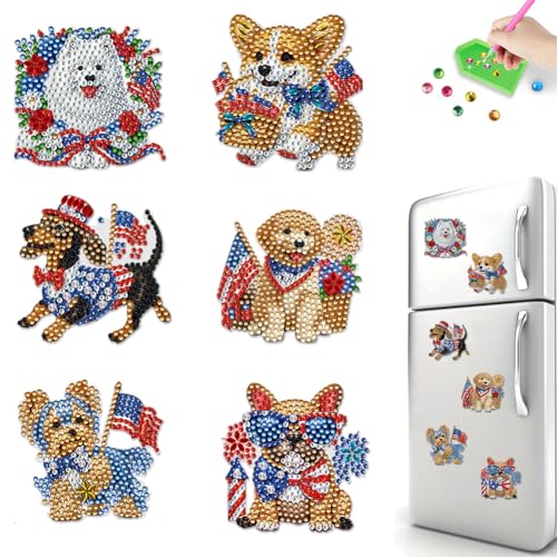 Ocuuer 6PCS Kühlschrankmagnet Kühlschrank Magnet (Independence Day Dog) (BHF021) von Ocuuer