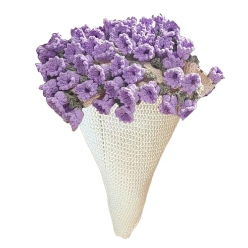 Ocuuer Blumenbouquetdecke DIY -Materialpaket Häkelblumendecke Geschenke (lila) (lila Lilie des Tals) von Ocuuer