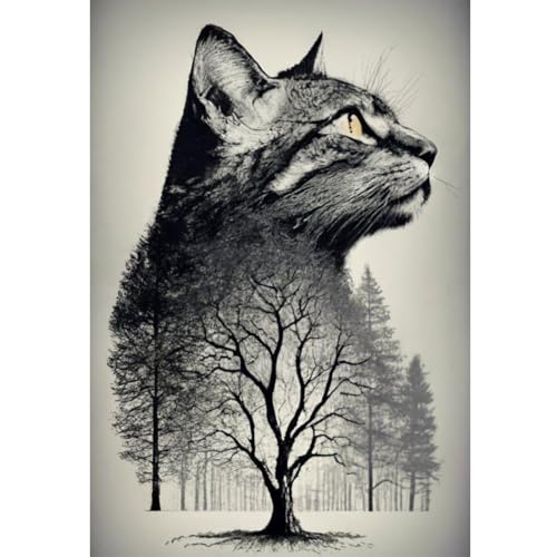 Ocuuer Full Stickerei Eco-Cotton-Thread 11CT Printed Cat Querstitch Kit 40x60 cm (1) von Ocuuer