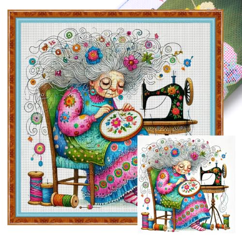 Ocuuer Full Stickerei Eco-Cotton Thread 11CT Printed Oma Cross Stitch Kit 45x45cm Ocuuer Full Stickerei Eco-Cotton Thread 11CT Printed Oma Cross Stitch Kit 45x45cm von Ocuuer
