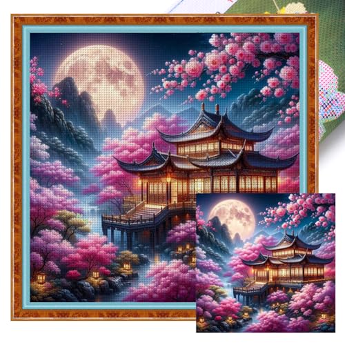 Ocuuer Full Stickerei Eco-Cotton-Thread 11CT Printed Pavilion Cross Stitch Kit 50x50 cm (2) von Ocuuer