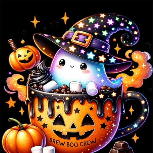 Ocuuer Ghost Printed Cross Stitch Kit 50x50 cm DIY 11CT Stickerei Bastel Set Home Decor (1) von Ocuuer