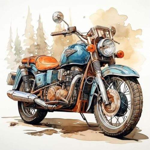 Ocuuer Motorrad gedrucktes Kreuzstich -Kit 40x40 cm DIY 11CT Stickerei Bastelabdeckung (3) von Ocuuer