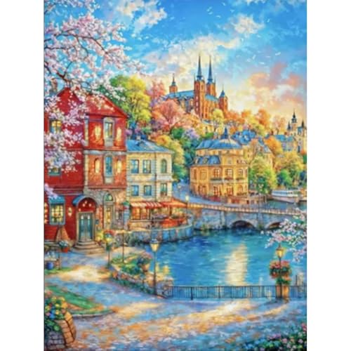 Ocuuer Stadtgedruckter Kreuzstich -Kit 75x95cm DIY 9CT Stickerei Bastel Set Home Decor Ocuuer Stadtgedruckter Kreuzstich -Kit 75x95cm DIY 9CT Stickerei Bastel Set Home Decor von Ocuuer