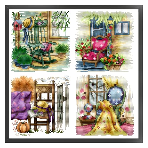 Ocuuer Teilweise Stickerei Eco-Cotton-Thread 14ct Druckstühle Kreuzstitch34x33cm (J844) von Ocuuer