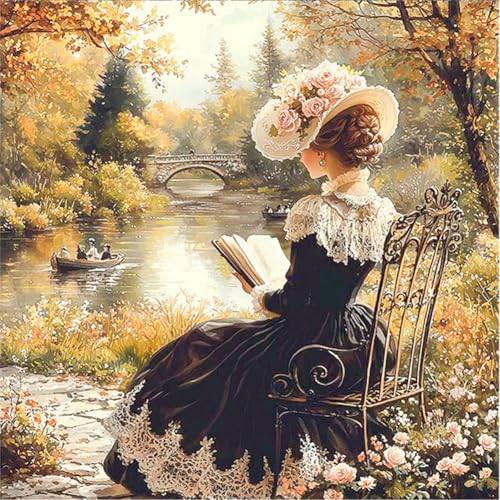 Ocuuer Victorian Girl Printed Cross Stitch Kit 50x50 cm DIY 14ct Stickerei Bastel Set (9) von Ocuuer