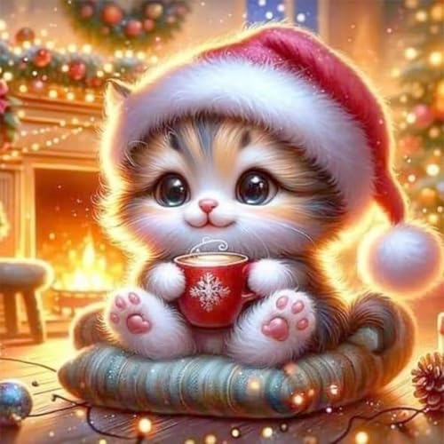 Ocuuer Vollständige Stickerei Eco-Cotton-Thread 11CT Printed Cat Cross Stitch Kit Art 40x40 cm (3) von Ocuuer