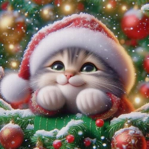 Ocuuer Vollständige Stickerei Eco-Cotton Thread 11CT Printed Cat Cross Stitch Kit Art 40x40 cm (4) von Ocuuer