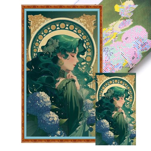 Ocuuer Vollständige Stickerei Eco-Cotton Thread 14ct Printed Girl Cross Stitch Kit Art 40x70cm (1) von Ocuuer
