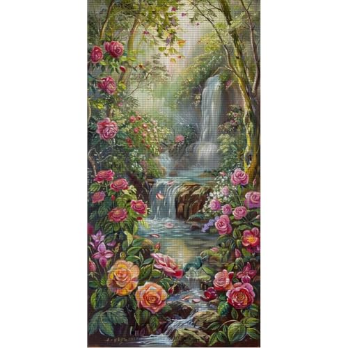 Ocuuer Wasserfall gedrucktes Kreuzstich -Kit 40x80 cm DIY 14ct Stickerei Bastelsatz (2) von Ocuuer