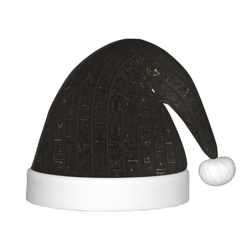 OdDdot Ancient Egyptian Hieroglyphe print Plush Santa Hats,Christmas Santa Hat,Xmas Hat for Kids Years Children Christmas Party Favors von OdDdot