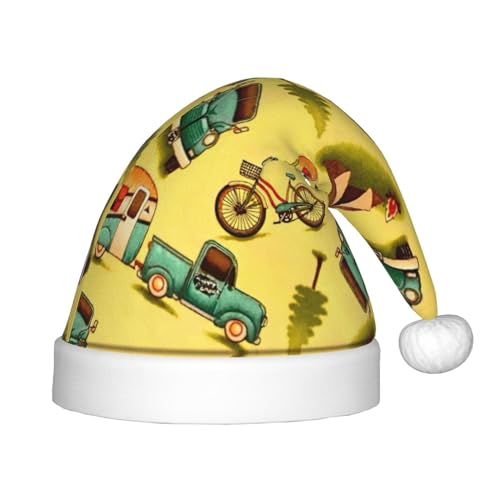 OdDdot Auto und Fahrrad drucken Plüsch Santa Hüte, Weihnachten Santa Hat,Xmas Hut für Kinder Jahre Kinder Weihnachten Party Favors von OdDdot