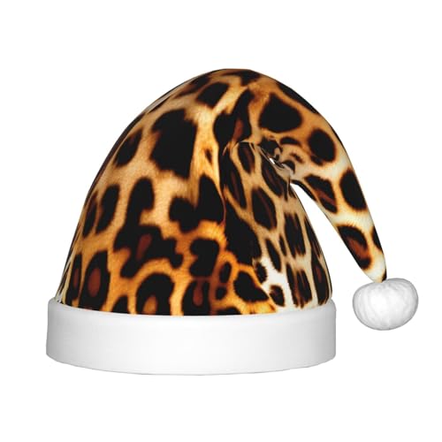 OdDdot Leopard Animal print Plush Santa Hats,Christmas Santa Hat,Xmas Hat for Kids Years Children Christmas Party Favors von OdDdot
