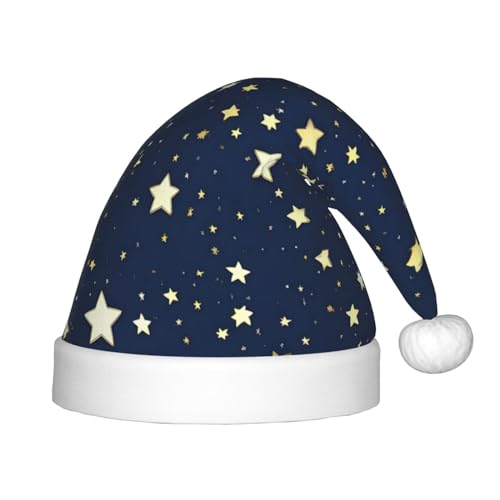 OdDdot Navy Blue Sky and Star print Plush Santa Hats,Christmas Santa Hat,Xmas Hat for Kids Years Children Christmas Party Favors von OdDdot