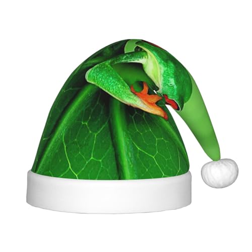 OdDdot Niedlicher Froschdruck Plüsch Santa Hüte, Weihnachten Santa Hat, Xmas Hut für Kinder Jahre Kinder Weihnachten Party Favors von OdDdot