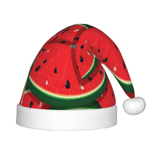 OdDdot Rote Wassermelone Druck Plüsch Santa Hüte, Weihnachten Santa Hat,Xmas Hat für Kinder Jahre Kinder Weihnachten Party Favors von OdDdot