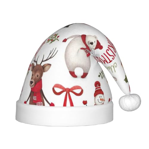 OdDdot Weihnachten Weihnachtsmann drucken Plüsch Santa Hüte, Weihnachten Santa Hat,Xmas Hut für Kinder Jahre Kinder Weihnachten Party Favors von OdDdot