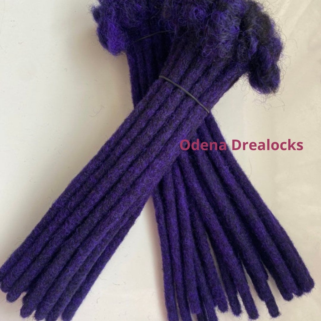 12Inches 0, 8 Dreads 100%human Hair Extension Mixed Black & Purple Dreadlocks 20stk von Odenadreadlocks