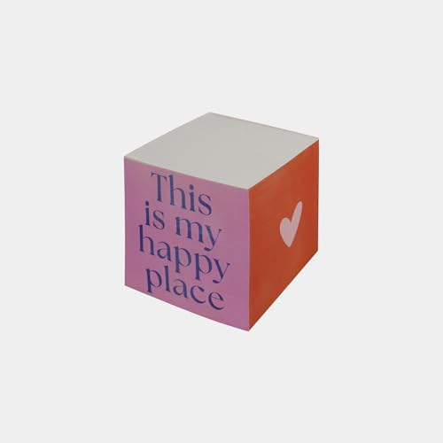 Odernichtoderdoch Zettelblock - 9 x 9 x 9cm - 730 Blatt - geleimt - 4 Seiten bedruckt mit 2 Motiven -1 Stk folienverpackt - weißes Recycling-Papier - Notizklotz - Notizzettel (Happy Place) von Odernichtoderdoch
