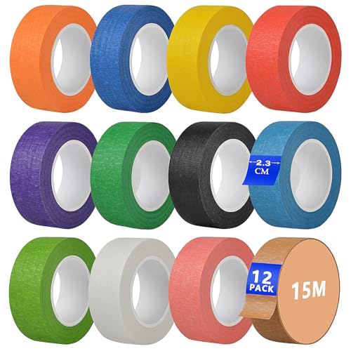 OdiuK 12 Rollen Kreppband Bunt, 15m x 23mm Masking Tape Bunt Malerkrepp DIY Abklebeband Maler Regenbogen Klebeband Set, Dekorative Washi Tape für Weihnachten Kunst Wandbilder Geschenke Verpackung OdiuK 12 Rollen Kreppband Bunt, 15m x 23mm Masking Tape Bunt Malerkrepp DIY Abklebeband Maler Regenbogen Klebeband Set, Dekorative Washi Tape für Weihnachten Kunst Wandbilder Geschenke Verpackung von OdiuK