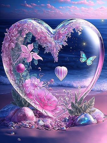 OdiuK DIY Diamond Painting Set für Erwachsene, 5D Kristall Diamant Painting Bilder, Lila Liebe Arts Full Diamant Kunst Cross Malerei Stickerei für Home Wall Decor Halloween Geschenk 30x40cm von OdiuK