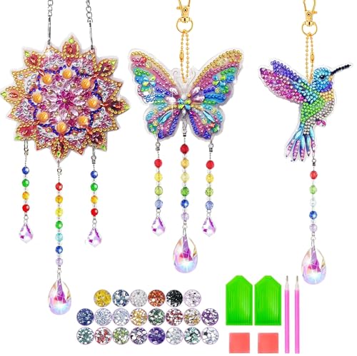 OdiuK Geschenk Mädchen 6 7 8 9 10 11 Jahre Spielzeug, 5D Diamond Painting Kinder Windspiele Kristalle Doppelseitige Sonnenfänger, Aufhängen Windspie Set für Geburtstagsgeschenk Fensterdeko von OdiuK