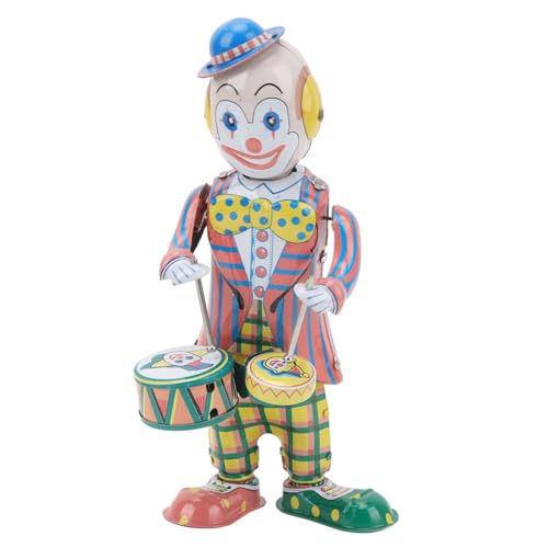 Odorkle Clown-Spielzeug Zum Aufziehen, Weißblech, Retro-Uhrwerk, Clown-Schlagzeuger, Vintage-Clown-Spielzeug, Tischdekoration für, Kleinkinder, Erwachsene Odorkle Clown-Spielzeug Zum Aufziehen, Weißblech, Retro-Uhrwerk, Clown-Schlagzeuger, Vintage-Clown-Spielzeug, Tischdekoration für, Kleinkinder, Erwachsene von Odorkle