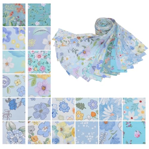 Odot 20 Stück Stoffe zum Nähen, Patchwork Stoffe Paket Jacquard Ornament Gobelin Möbelstoff für Quilten DIY Handwerk Scrapbooking, Dekostoffe Handwerken (Blau,6.5x100cm) von Odot