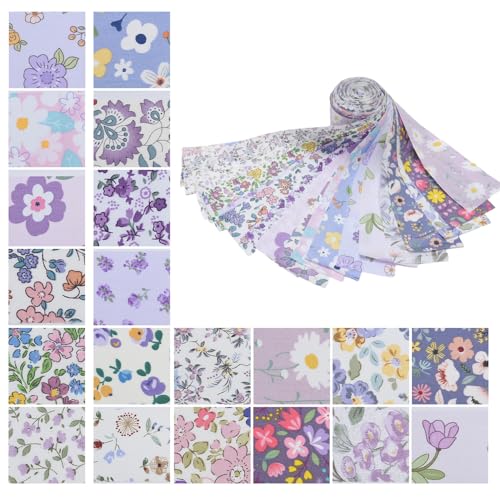 Odot 20 Stück Stoffe zum Nähen, Patchwork Stoffe Paket Jacquard Ornament Gobelin Möbelstoff für Quilten DIY Handwerk Scrapbooking, Dekostoffe Handwerken (Lila,6.5x50cm) von Odot