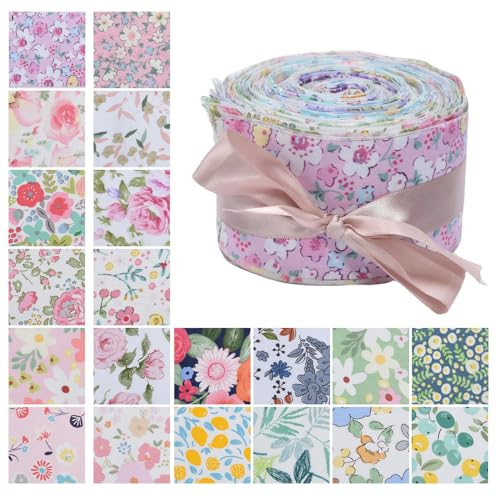 Odot 20 Stück Stoffe zum Nähen, Patchwork Stoffe Paket Jacquard Ornament Gobelin Möbelstoff für Quilten DIY Handwerk Scrapbooking, Dekostoffe Handwerken (Rosa Grün,6.5x100cm) von Odot
