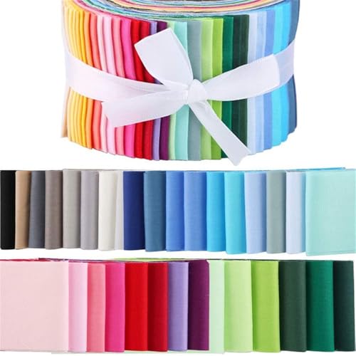 Odot 40 Stück Stoffe zum Nähen, Patchwork Stoffe Paket Jacquard Ornament Gobelin Möbelstoff für Quilten DIY Handwerk Scrapbooking, Dekostoffe Handwerken (Volltonfarbe,6.5x100cm) von Odot