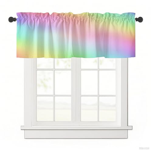 Odot Bistrogardine, Farbverlaufsdrucke Landhaus Scheibengardinen, Küchengardinen mit Stangendurchzug, Kurzgardine Wohnzimmer, Moderne Gardinen Kurz für Esszimmer Badezimmer (Bunt,137x45cm) von Odot