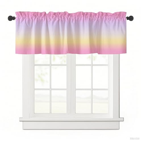 Odot Bistrogardine, Farbverlaufsdrucke Landhaus Scheibengardinen, Küchengardinen mit Stangendurchzug, Kurzgardine Wohnzimmer, Moderne Gardinen Kurz für Esszimmer Badezimmer (Lila,137x45cm) von Odot