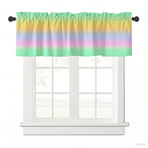Odot Bistrogardine, Farbverlaufsdrucke Landhaus Scheibengardinen, Küchengardinen mit Stangendurchzug, Kurzgardine Wohnzimmer, Moderne Gardinen Kurz für Esszimmer Badezimmer (grün,137x45cm) von Odot