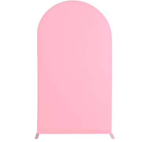 Odot Bogen Hintergrundabdeckung Hochzeitsbogen Abdeckung Runde Oberseite Hintergrund Ständer Abdeckung für Hochzeit Geburtstag Party Bankett Garten Dekoration -9 Farben (7.9ft/ 240x140cm,Rosa) von Odot