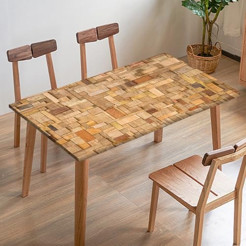 Odot Elastische Tischdecke, 3D-Holzmaserung Tischtuch mit Elastischer Kante, Rechteckige Tischdecke für Outdoor Klapptisch Terrasse Picknick Camping Esszimmer Küche (Beige 2,153x77cm) von Odot