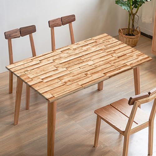 Odot Elastische Tischdecke, 3D-Holzmaserung Tischtuch mit Elastischer Kante, Rechteckige Tischdecke für Outdoor Klapptisch Terrasse Picknick Camping Esszimmer Küche (Beige 3,153x77cm) von Odot