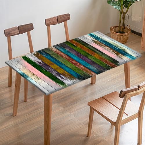 Odot Elastische Tischdecke, 3D-Holzmaserung Tischtuch mit Elastischer Kante, Rechteckige Tischdecke für Outdoor Klapptisch Terrasse Picknick Camping Esszimmer Küche (Dunkelgrün,140x80cm) von Odot