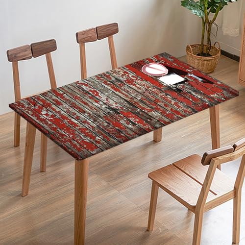 Odot Elastische Tischdecke, 3D-Holzmaserung Tischtuch mit Elastischer Kante, Rechteckige Tischdecke für Outdoor Klapptisch Terrasse Picknick Camping Esszimmer Küche (Grau Rot,100x100cm) von Odot