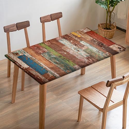 Odot Elastische Tischdecke, 3D-Holzmaserung Tischtuch mit Elastischer Kante, Rechteckige Tischdecke für Outdoor Klapptisch Terrasse Picknick Camping Esszimmer Küche (Holzbrett A,95x95cm) von Odot