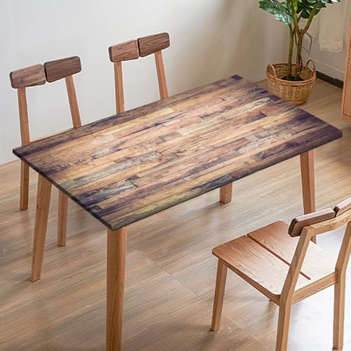 Odot Elastische Tischdecke, 3D-Holzmaserung Tischtuch mit Elastischer Kante, Rechteckige Tischdecke für Outdoor Klapptisch Terrasse Picknick Camping Esszimmer Küche (Holzbrett C,140x80cm) von Odot