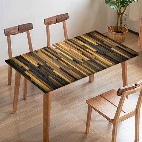 Odot Elastische Tischdecke, 3D-Holzmaserung Tischtuch mit Elastischer Kante, Rechteckige Tischdecke für Outdoor Klapptisch Terrasse Picknick Camping Esszimmer Küche (Holzbrett D,140x80cm) von Odot